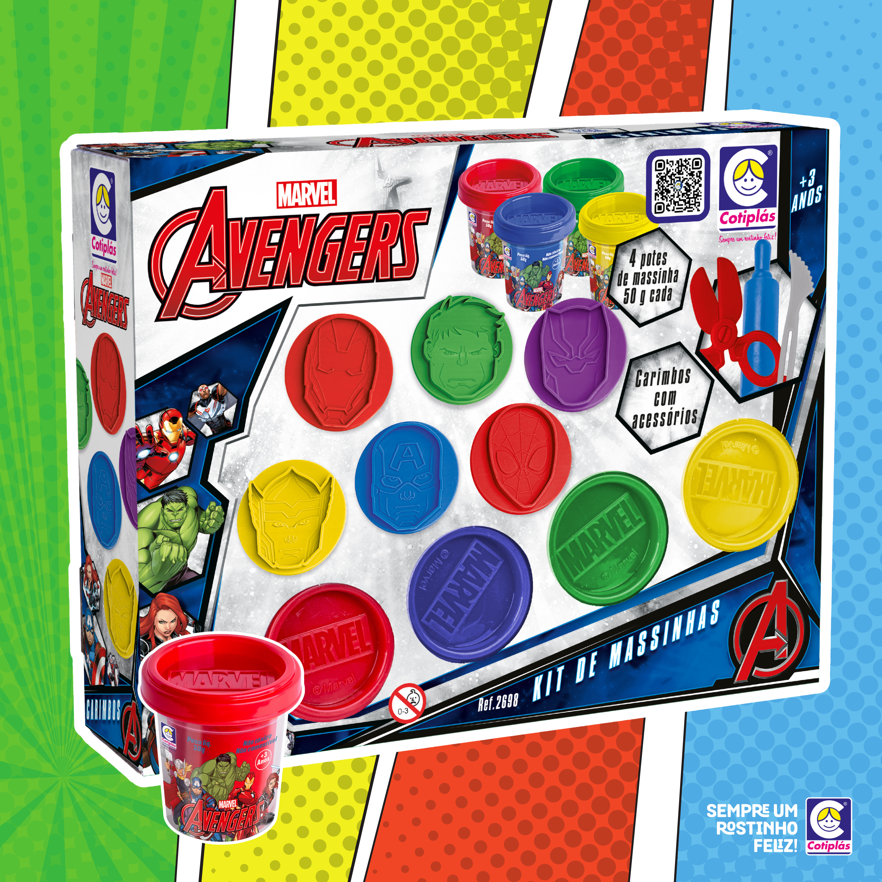 marvel avengers kit massinhas carimbo